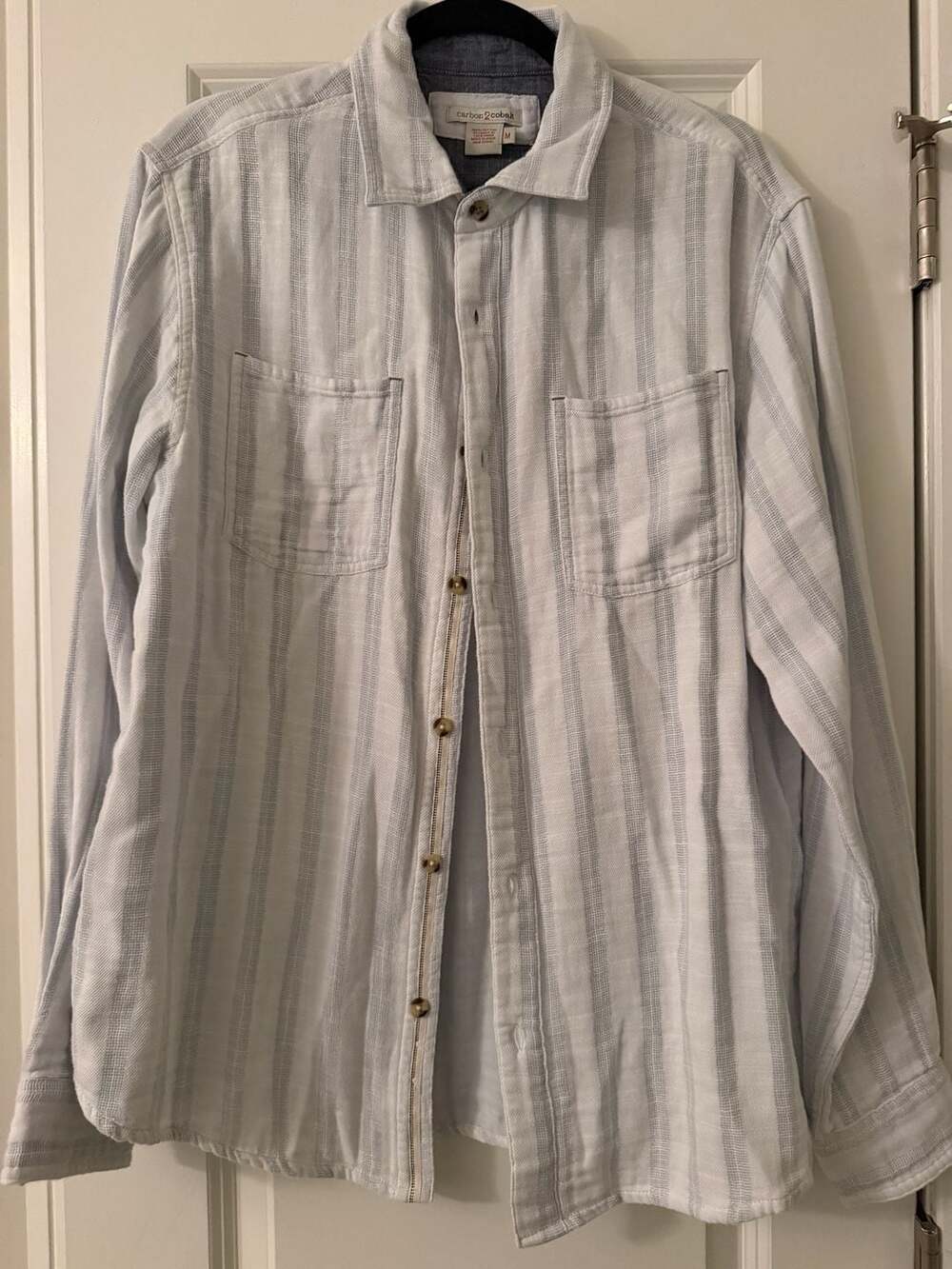 Carbon2Cobalt Men's Blue Striped Long-Sleeve Button-Up Shirt